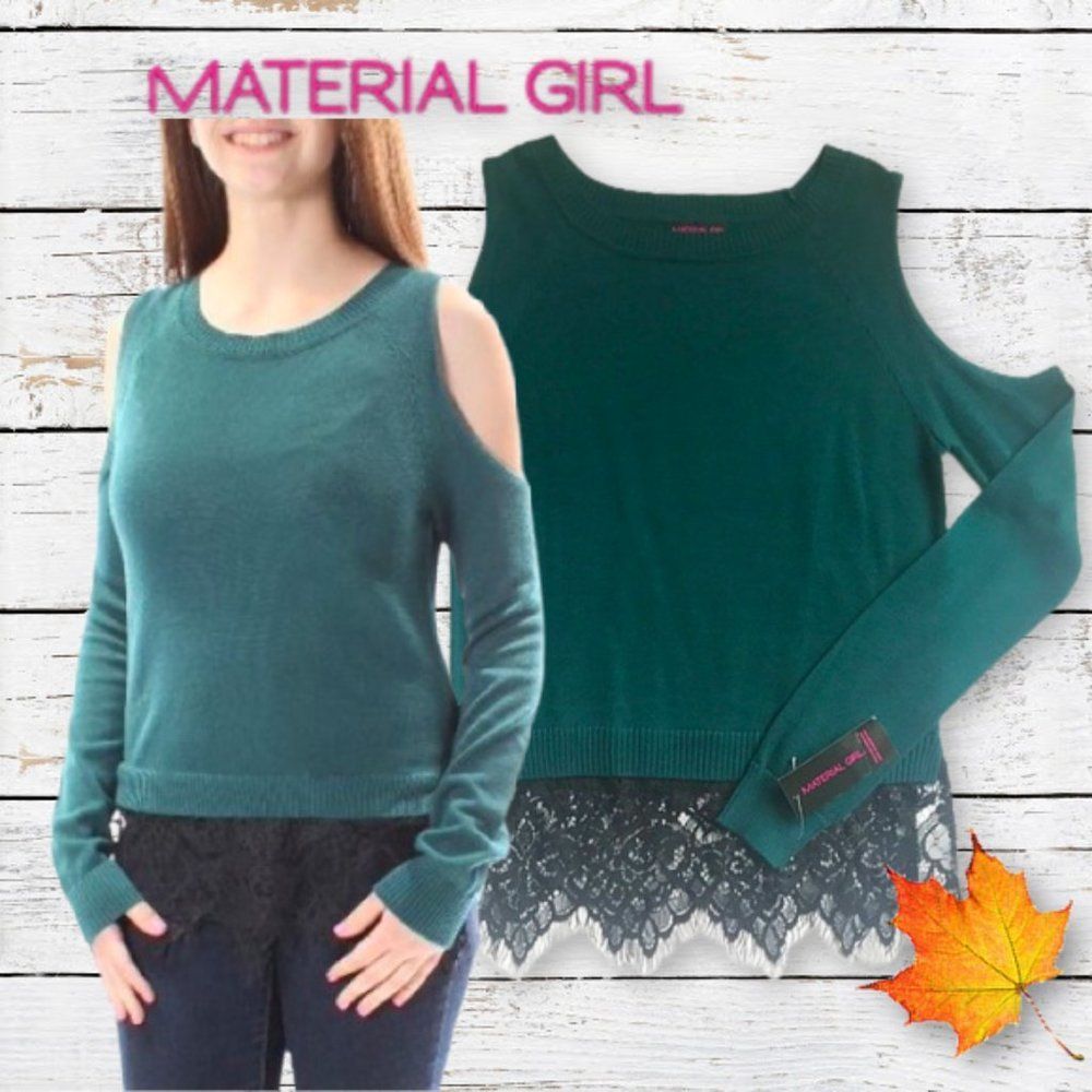 ⤵️🆕Material Girl green cut out shoulder and lace